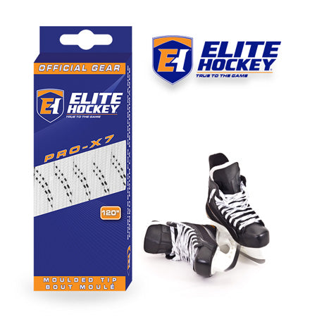 ELITE, WHITE PRO X7 MOULDED TIP LACES, NON-WAXED (Box of 6)