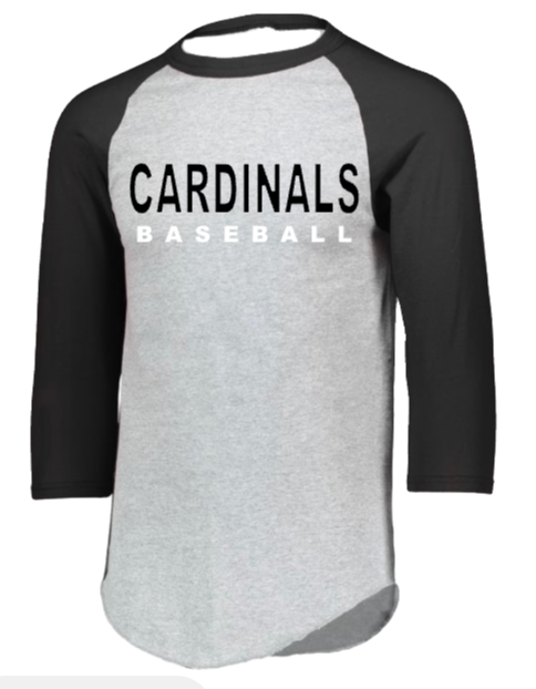 Cardinals Baseball 3/4 Sleeve Tee Youth/Adult WITH Optional Number