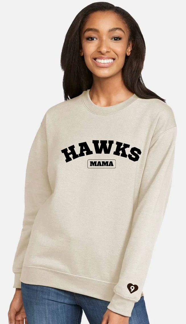 Hawks MAMA Crewneck with Heart Number