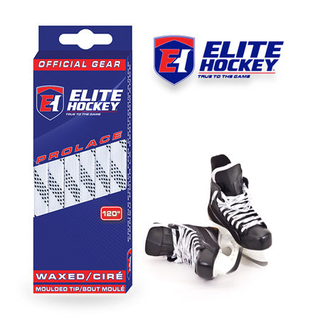 ELITE, WHITE MOULDED TIP LACES, WAXED (BOX of 6)